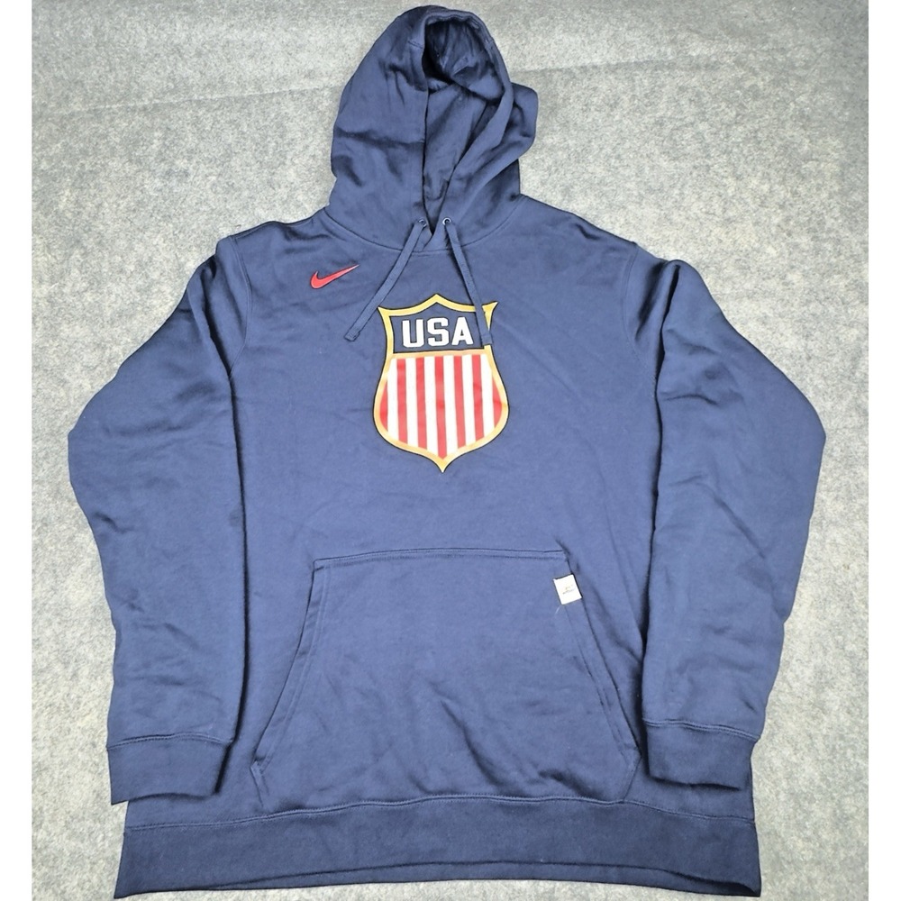 USA Hockey Nike Hoodie Sweatshirt Mens XtraLarge Blue USA LOGO